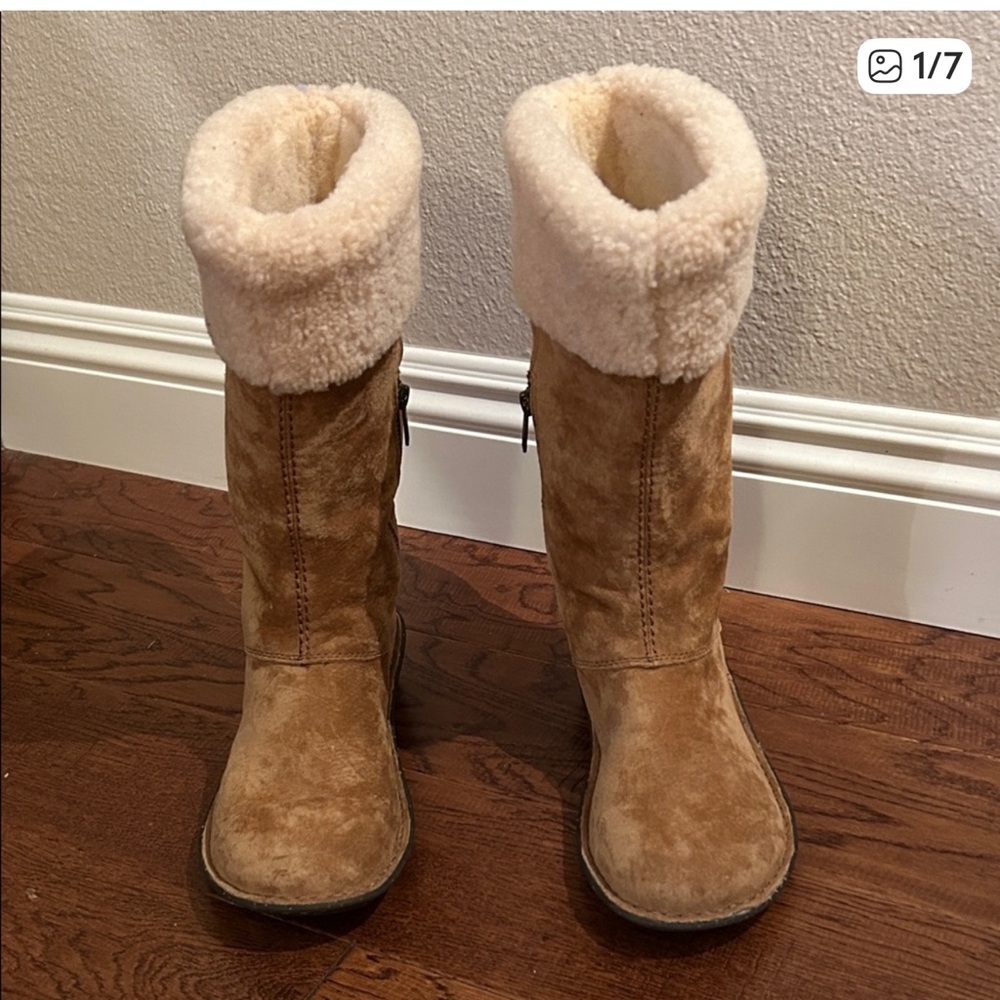 UGG Tan Shearling-Lined Winter Boots